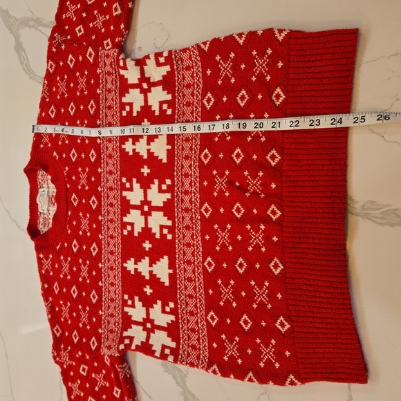 Love Riche Womens Snowflake Crewneck Knit Sweater Red Medium - Picture 7 of 10